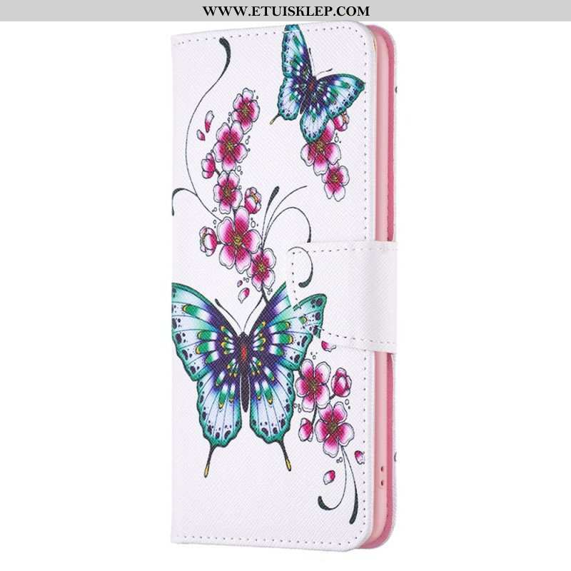 Etui Folio do iPhone 15 Plus Kolorowe Motyle